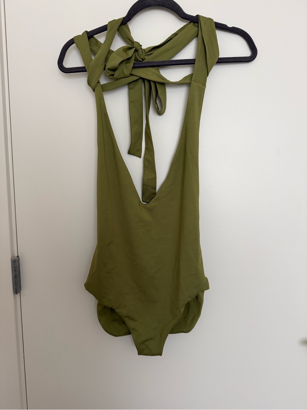 Londre Olive Green Plunge One-Piece Swimsuit
